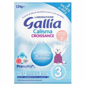 GALLIA CALISMA 3 CROISSANCE LAIT EN POUDRE 12 MOIS-3 ANS 3 SACHETS DE 400G SOIT 1200G