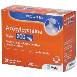 Acétylcystéine Mylan 200mg - 20 sachet-doses