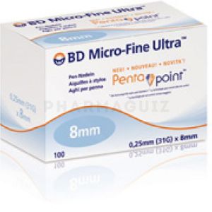 BD Microfine aiguille à stylo stérile 8 mm 100 aiguilles