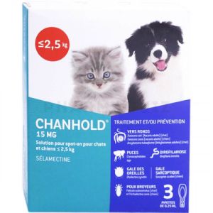 CHANHOLD 15MG CHIENS & CHAT -2.5KG 3 PIPETTES