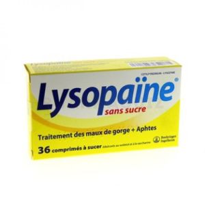 Lysopaïne menthe sans sucre 36 comprimés à sucer