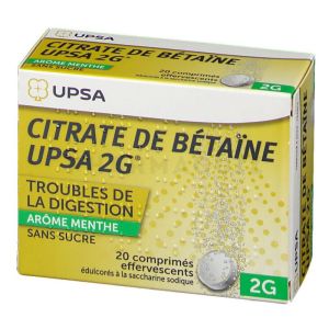 Citrate de betaine upsa 2 g menthe sans sucre, comprimé effervescent