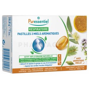 PURESSENTIEL Respiratoire 18 pastilles 3 miels aromatiques