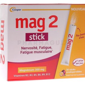 Mag 2 Nervosité, Fatigue, Fatigue Musculaire 30 Sticks Orodispersibles