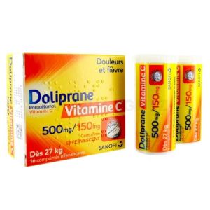 Doliprane vitamine C 500 mg / 150 mg 16 comprimés effervescents