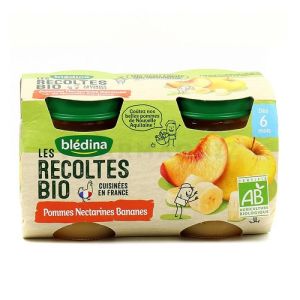 Bledina Récoltes Bio Compote Pommes Nectarines Bananes 2 x 130g