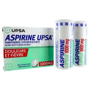 UPSA aspirine 1000 mg 20 comprimés effervescents