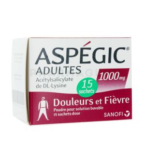 Aspégic 1000 mg adultes poudre 15 sachets