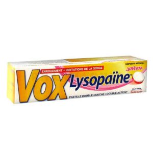 VOX Lysopaïne Junior fraise sans sucre 18 pastilles