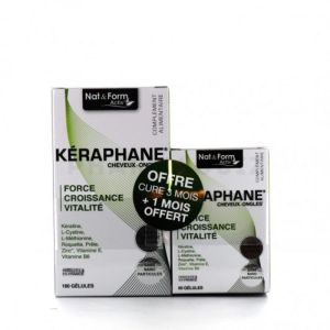 Keraphane Cheveux Ongles Cure de 3 mois + 1 mois offert