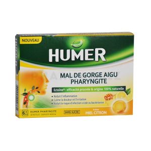 Humer Mal de Gorge Aigu Pharyngite Arôme Miel Citron 20 pastilles