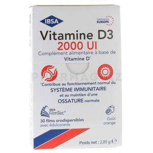 Vitamine D3 2000UI goût orange FilmTec - boîte de 30 films orodispersibles