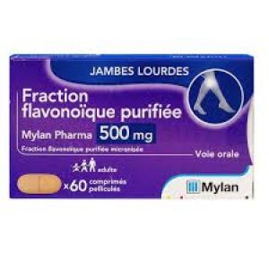 Mylan Fraction flavonoïque purifiée 500 mg 60 comprimés