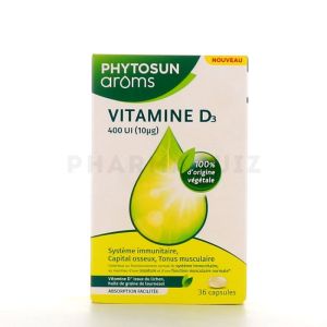 PHYTOSUN AROMS Vitamine D3 400UI origine végétale 36 capsules