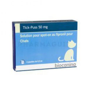 Tick-Puss 50mg chats boite de 4 pipettes