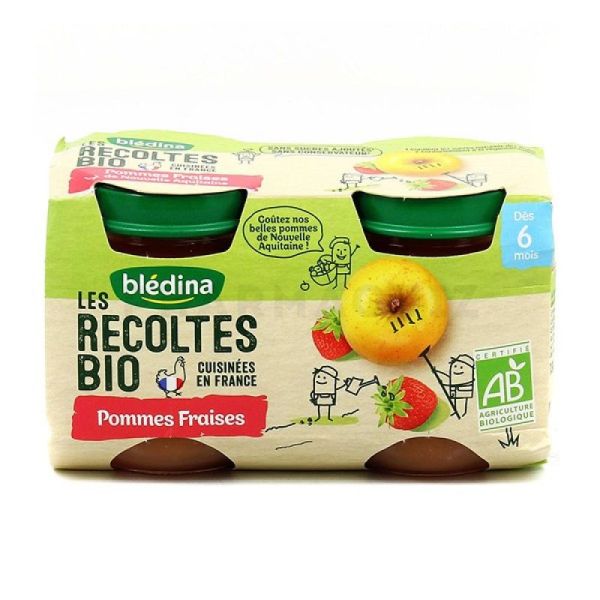 Bledina Récoltes Bio Compote Pommes Fraises 2 x 130g