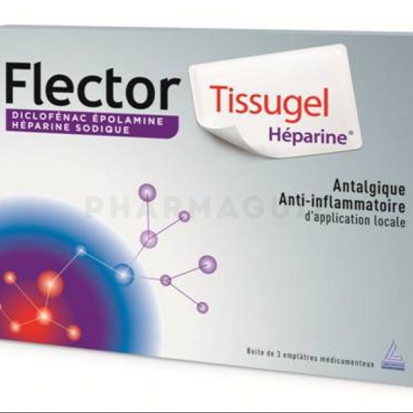 Flector Tissugel Héparine Antalgique Anti-inflammatoire d'Application Locale 3 Emplâtres