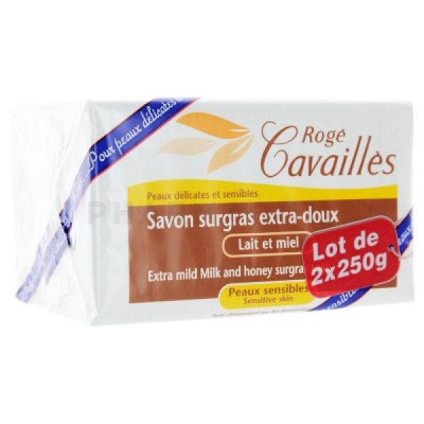 Rogé Cavaillès savon surgras lait et miel 2 x 250 g