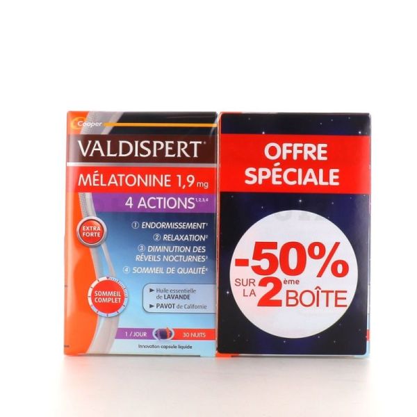 Valdispert Mélatonine 1,9 mg 4 actions Lot 2, 60 capsules