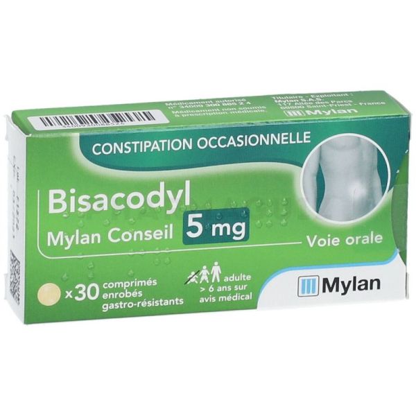 Bisacodyl Mylan 5 mg 30 comprimés