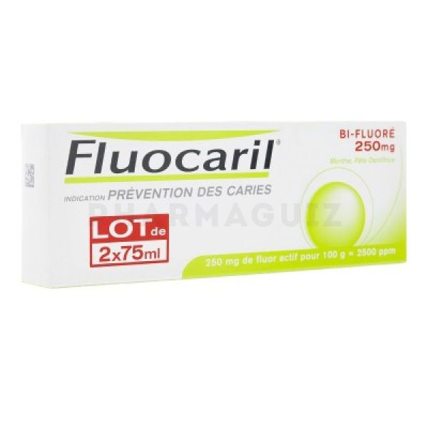 Fluocaril Bi-Fluoré 250 mg menthe dentifrice 2 x 75 ml