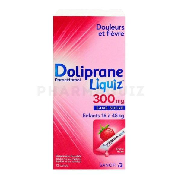 Doliprane Liquiz 300 mg sans sucre suspension buvable 12 sachets