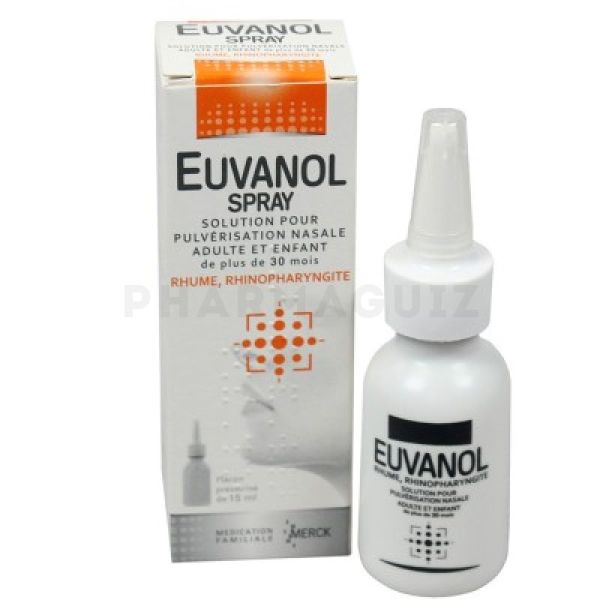 Euvanol spray nasal 15 mlMode d'emploi et posologie :  Voie nasale. Réservé à l'adulte et à l'enfant