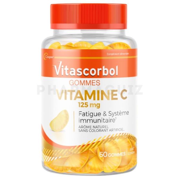 Vitascorbol Vitamine C 125mg fatigue système immunitaire 60 gommes
