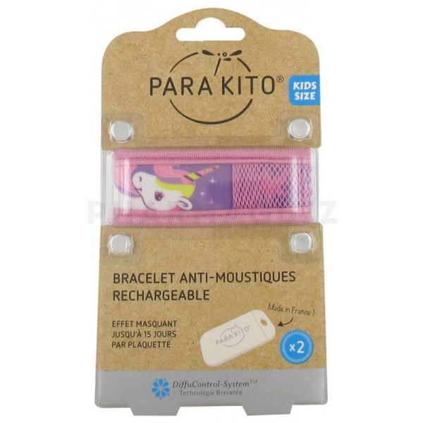 Parakito Teens Bracelet Anti-Moustiques + 2 pastilles Licorne rose