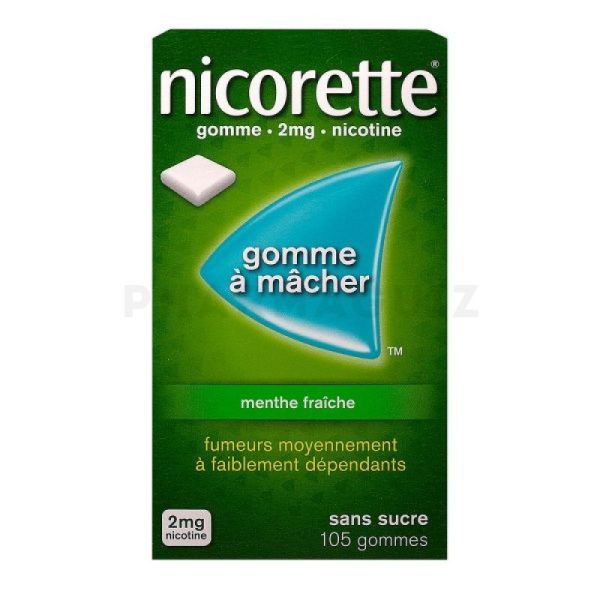 Nicorette 2 mg menthe fraîche 105 gommes