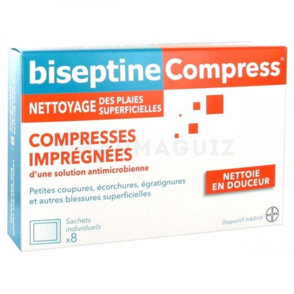 Biseptine Compress x 8 compresses imprégnées