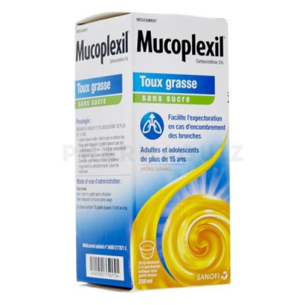 Mucoplexil Toux grasse sans sucre sirop 250ml