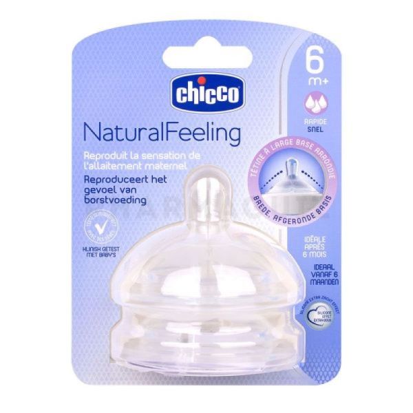 Chicco Natural Feeling 2 tétines débit rapide +6 mois