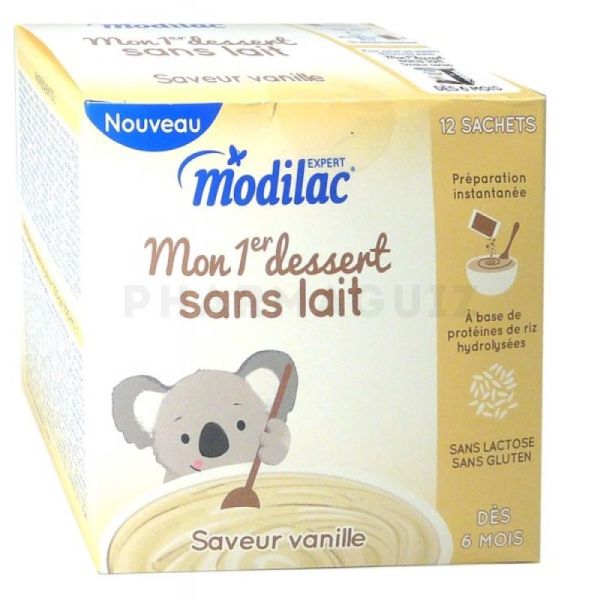Modilac Expert Mon 1er dessert sans lait saveur vanille 12 sachets