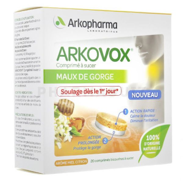 Arkovox maux de gorge miel citron 20 comprimés