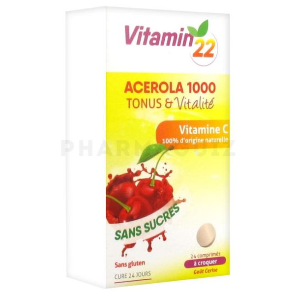 Acerola 1000 Vitamine C 24 comprimés à croquer