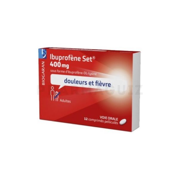 Ibuprofène Set 400 Mg - Adultes Et Enfants De Plus De 20 Kg - 12 Comprimés