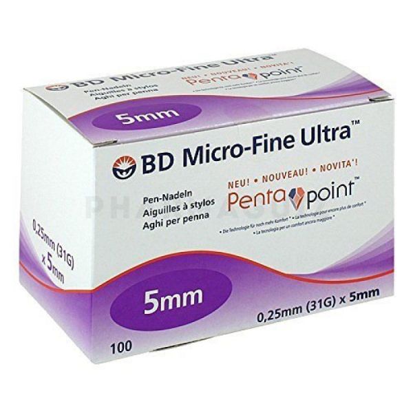 BD Microfine aiguille à stylo stérile 5 mm 100 aiguilles