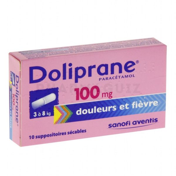 Doliprane 100 mg 10 suppositoires 3-8 Kg