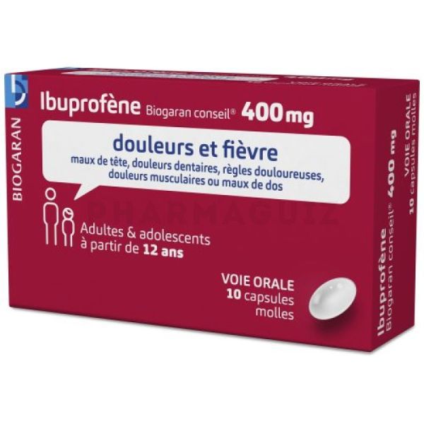 Ibuprofène Biogaran Conseil 400 mg - 10 capsules molles