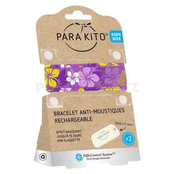 Parakito Kids Bracelet Anti-Moustiques + 2 pastilles Purple Hawaï