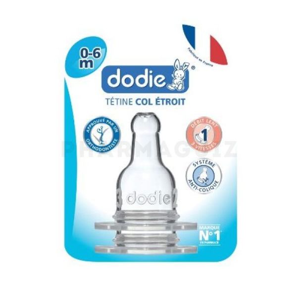 Dodie-Tétine Mon biberon 3 vitesses col étroit 0-6 mois silicone débit 1