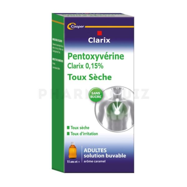 CLARIX TOUX SECHE PENTOXYVERINE 0,15 % ADULTES200ml