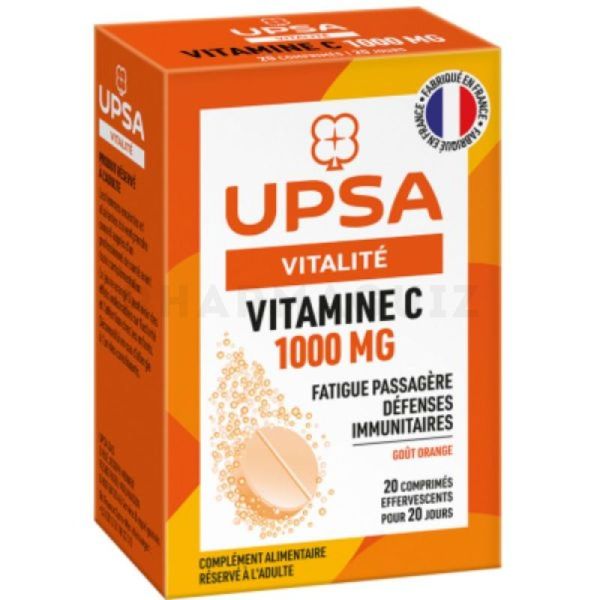 UPSA Vitalité Vitamine C 1000mg 20 Comprimés Effervescents