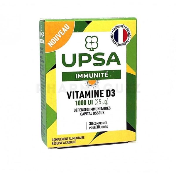 UPSA Immunité Vitamine D3 1000UI défenses immunitaires 30 comprimés