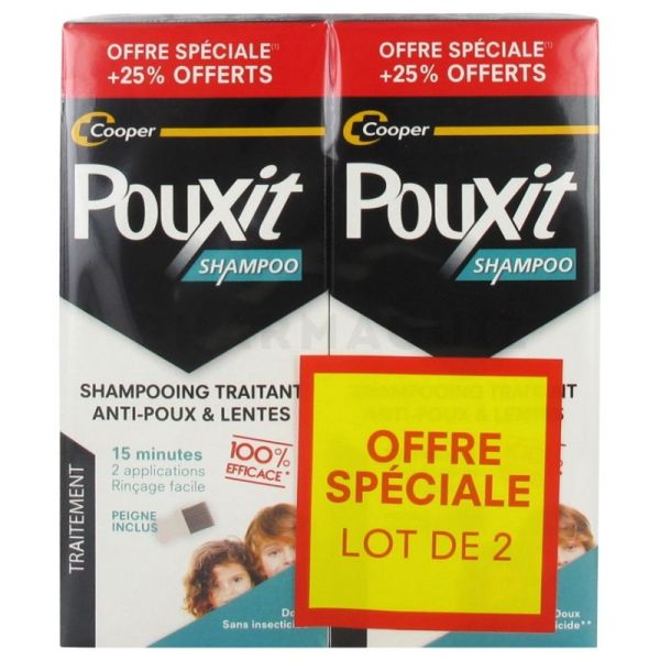 Pouxit Shampoing Traitant Anti-Poux & Lentes Lot de 2 x 250 ml
