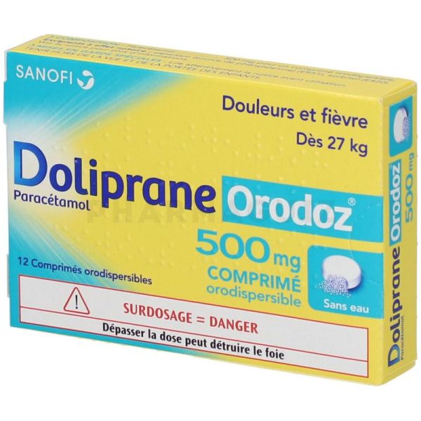 Doliprane Orodoz 500 mg 12 comprimés orodispersibles