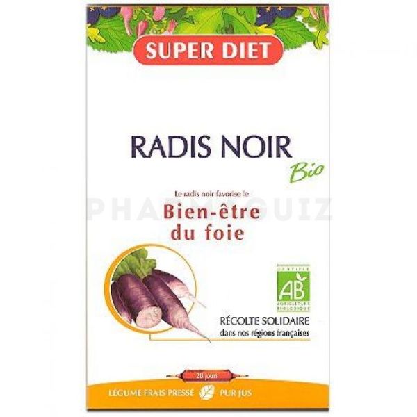 SuperDiet Radis Noir Bio Allié du Foie 20 ampoules de 15ml soit 300ml