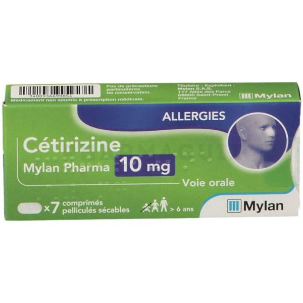 Mylan Cétirizine 10 mg 7 comprimés