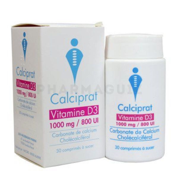 Calciprat Vitamine D3 1000 mg / 800 UI 30 comprimés à sucer